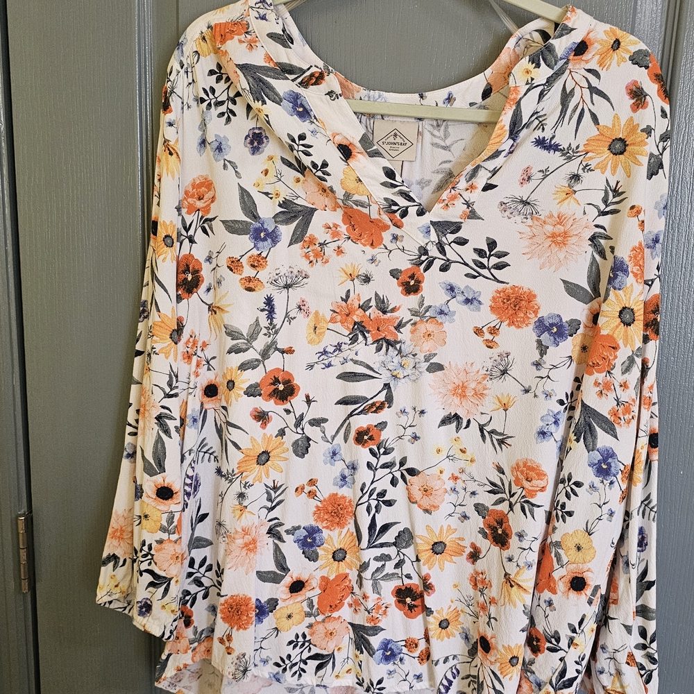 St. John's Bay Floral V-Neck Blouse - Multicolor